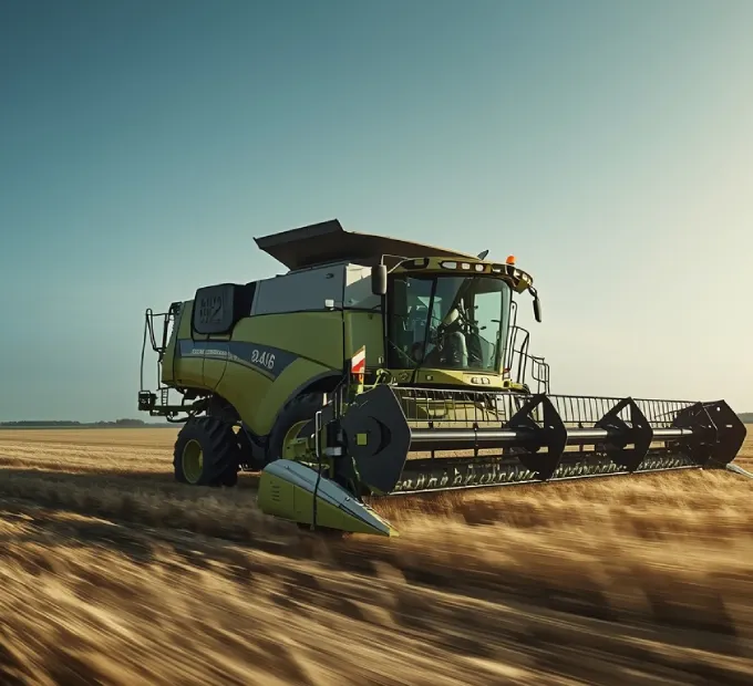 This picture shows a combine harvester in operation.