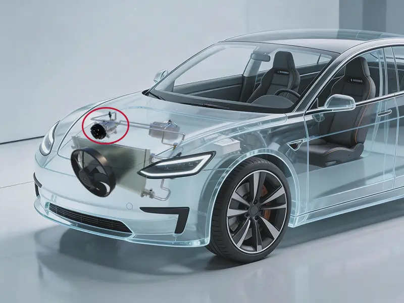Picturing showing the auto air conditioning system structure and highting the location of the heart part-AC compressor